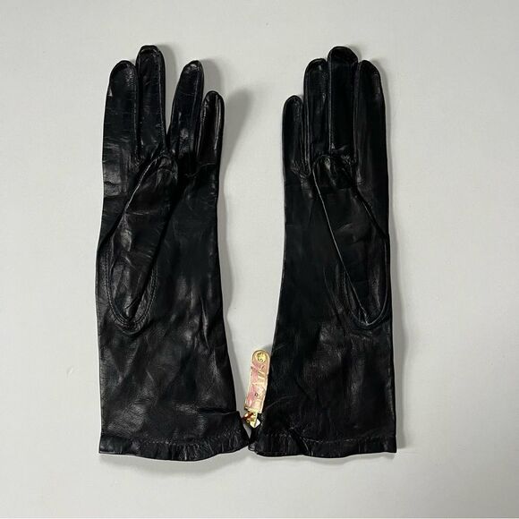 Miss Aris NWT Vintage Silk Lined Black Leather Gloves 6.5 - Picture 2 of 8